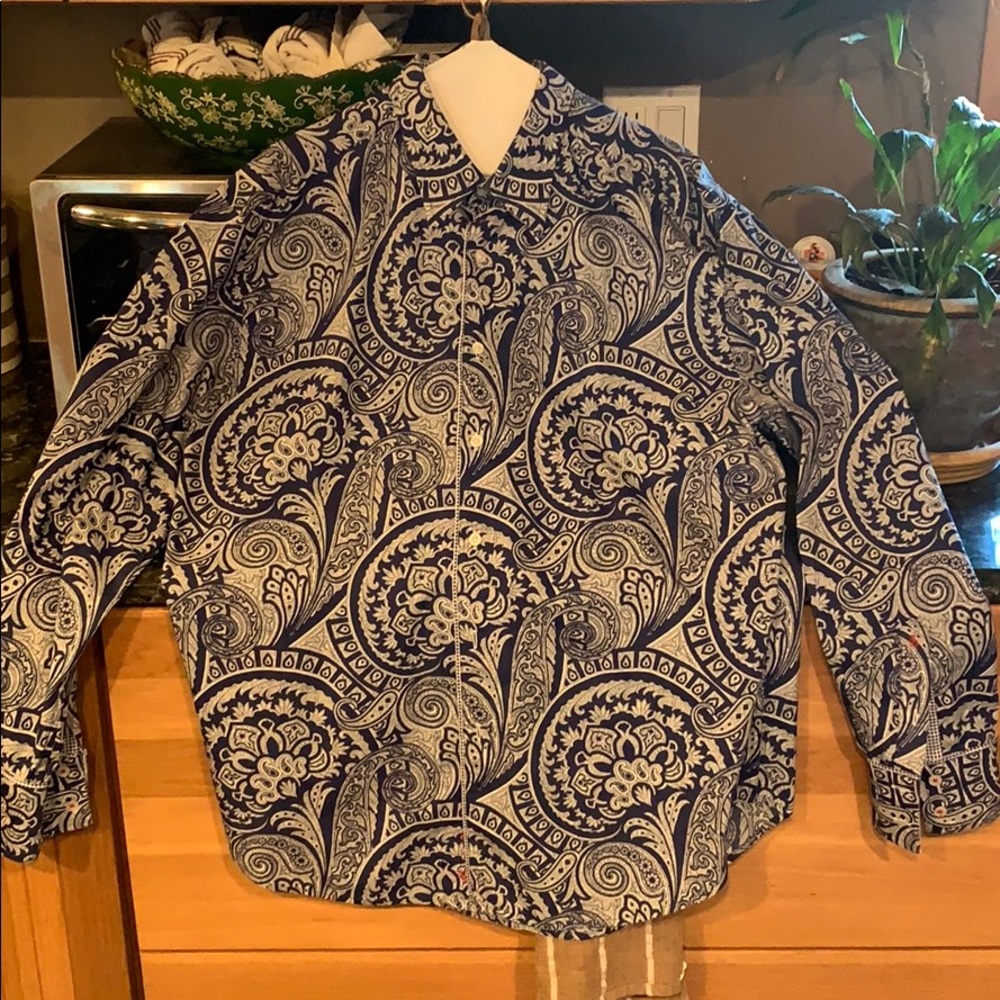 Robert Graham X-Large Blue Paisley Embroidered